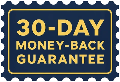 30-day money-back guarantee stamp.